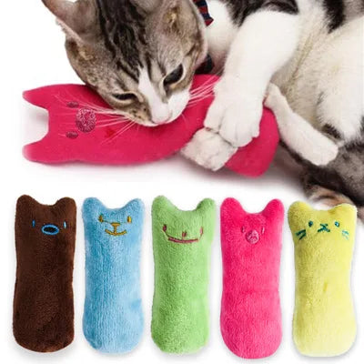 Teeth Grinding Catnip Toys - Funny Interactive Plush Cat Toy, Chewing and Vocal Toy for Kittens, Claw Thumb Bite with Catmint