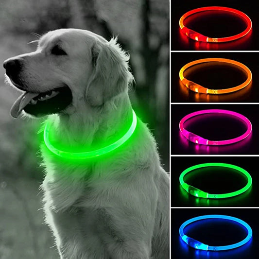 LED Dog Collar - Luminous USB Cat & Dog Collar with 3 Modes, Glowing LED Light for Loss Prevention, Pet Dog Accessories