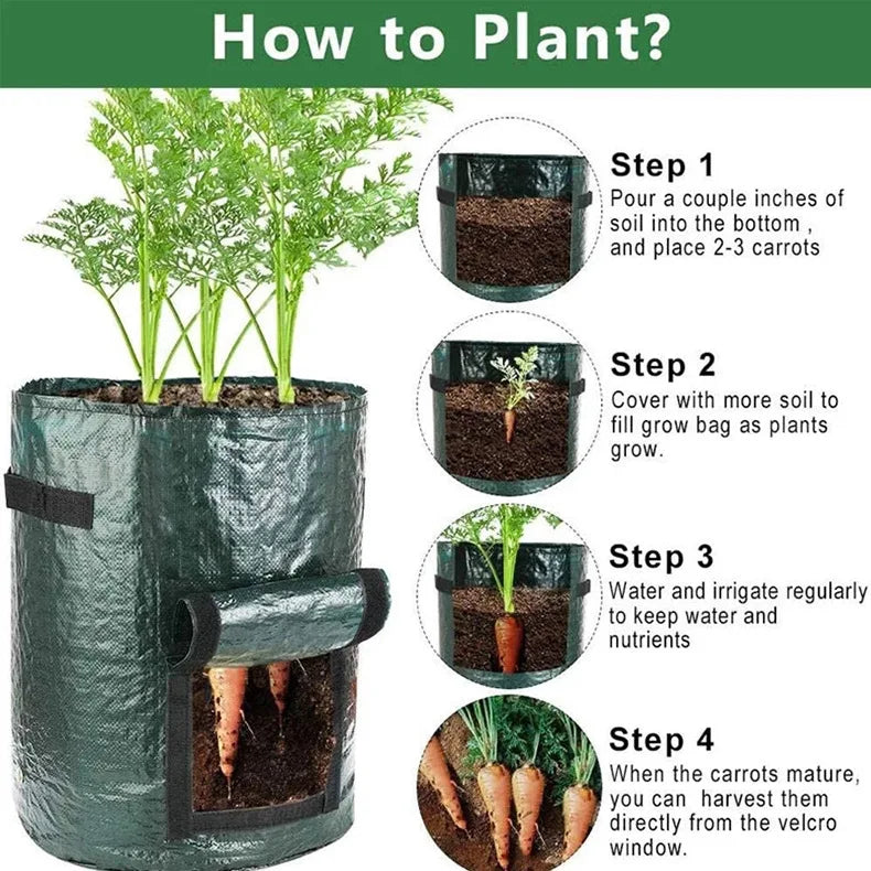 Potato Grow Bags - PE Fabric Planter for Vegetables, DIY Growing Pots (1-12 Gallons) | Outdoor Garden Tools