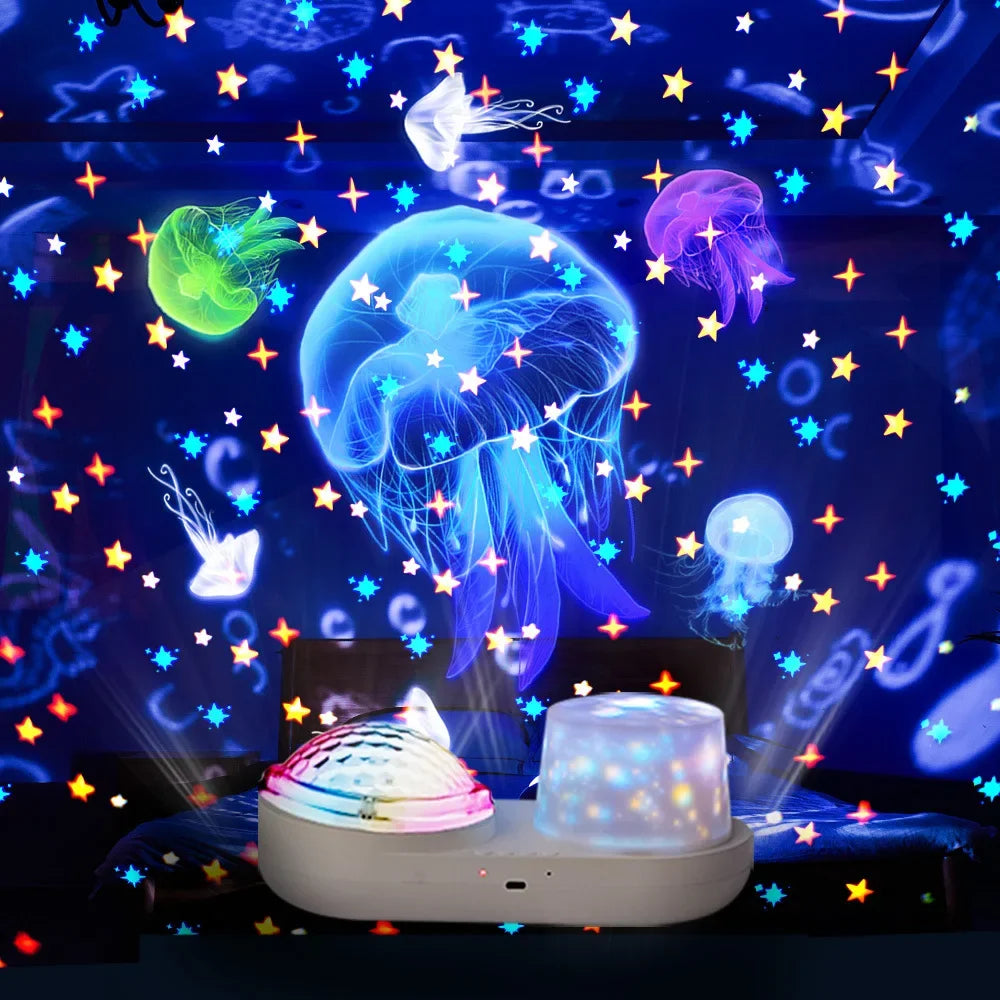 Ocean Starry Projector LED Night Light - 360° Rotating Children's Constellation & Galactic Nebula Projection Lamp