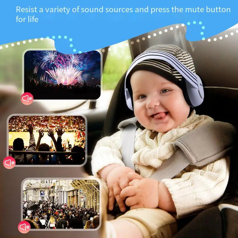 Adjustable noise-proof baby earmuffs, mini-headset for kids' ear protection, ideal for outdoor sleep and airplane travel, providing anti-noise comfort