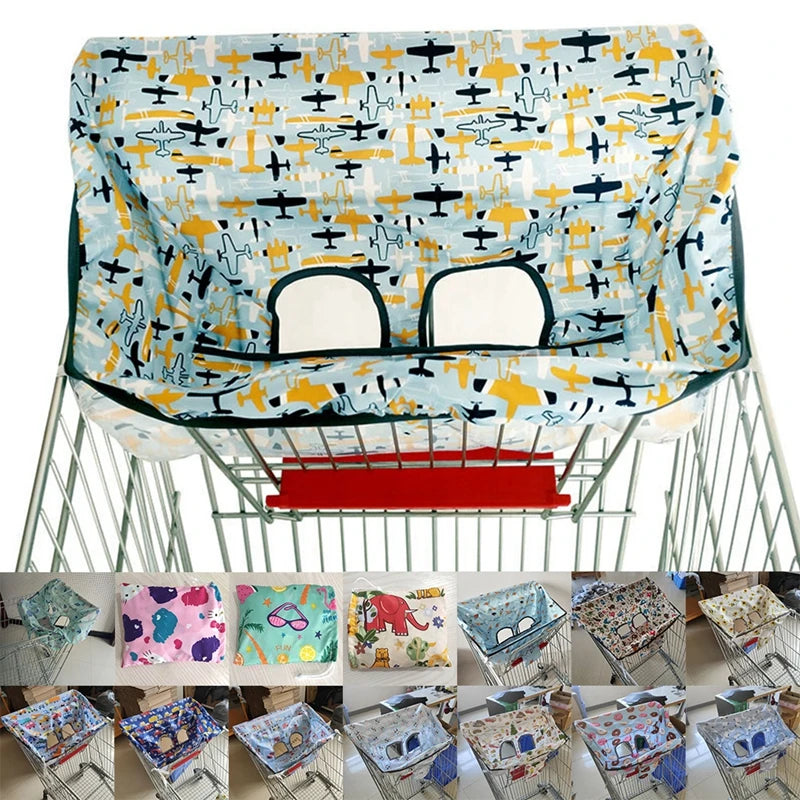 Supermarket grocery shopping cart cover for infants and children, featuring an anti-dirty baby seat pad, portable traveling seat cushion