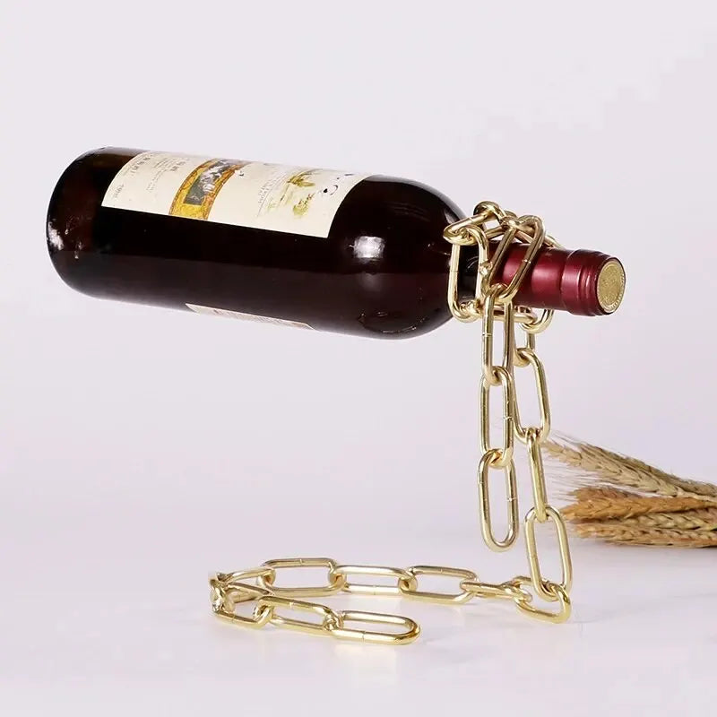 Magic hanging chain bottle display stand, perfect for kitchen, dining room, cellar, or bar decoration