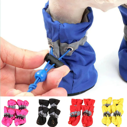 4pcs/set Waterproof Pet Dog Shoes - Anti-slip Rain Boots Footwear for Small Dogs and Cats, Puppy Booties, Pet Paw Accessories