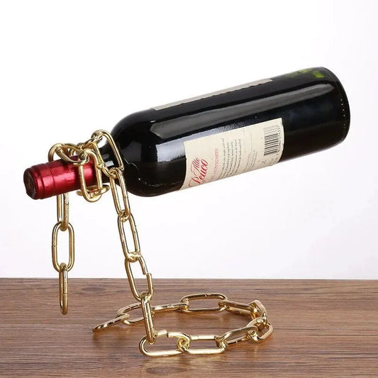 Magic hanging chain bottle display stand, perfect for kitchen, dining room, cellar, or bar decoration