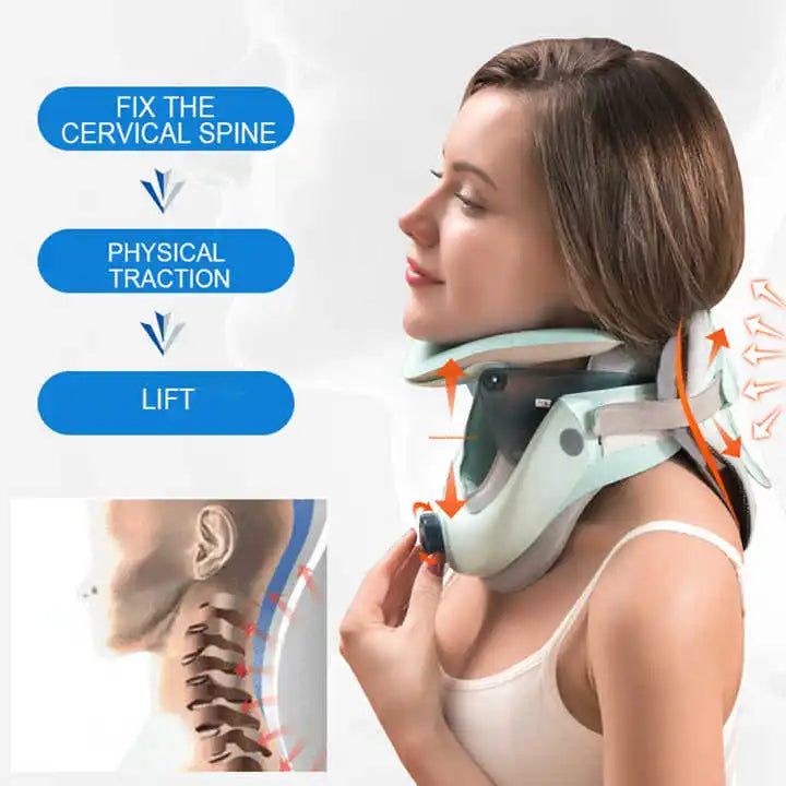 Adjustable Air Sac Neck Stretcher Collar for Cervical Spine Alignment & Home Traction Therapy Device