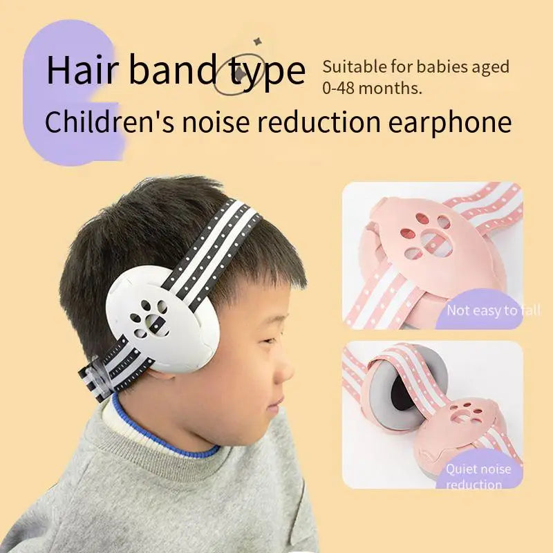 Adjustable noise-proof baby earmuffs, mini-headset for kids' ear protection, ideal for outdoor sleep and airplane travel, providing anti-noise comfort