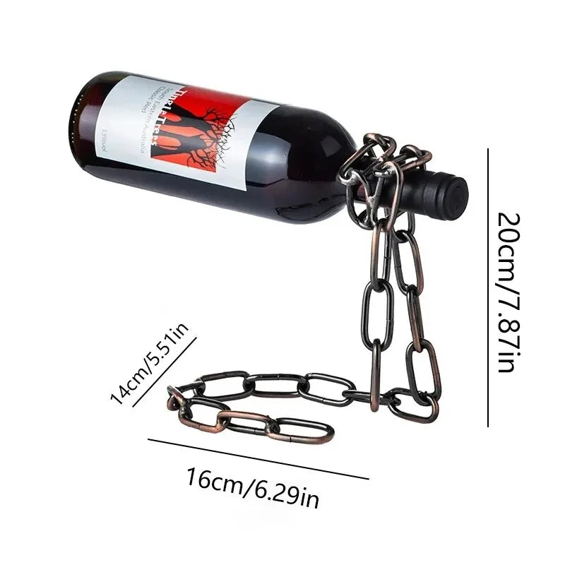 Magic hanging chain bottle display stand, perfect for kitchen, dining room, cellar, or bar decoration