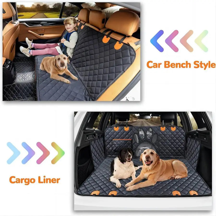 Dog Car Seat Cover for Back Seat, 100% Waterproof Dog Car Hammock with Visual Mesh Window and Side Zipper - Car Seat & Door Protector