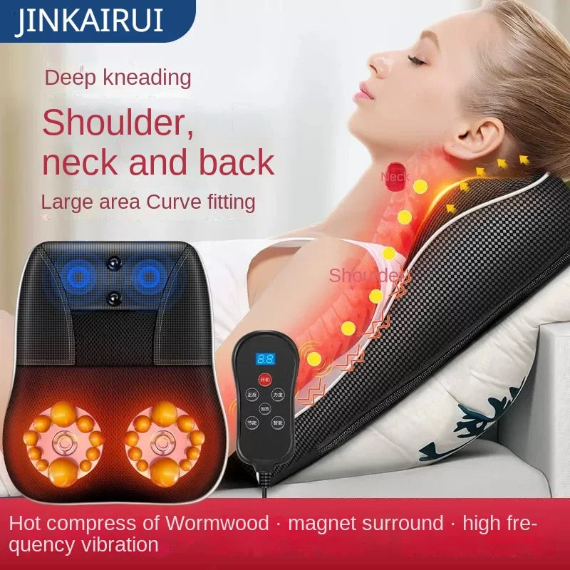 Jinkairui Shiatsu Electric Massager: Head, Neck & Back Support with Heat & Vibration for Home, Office, and Car Use